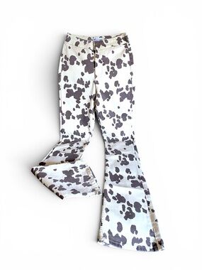 ZARA TALL Beige and Brown High Rise/Stretchy Cow-Print Jeans!